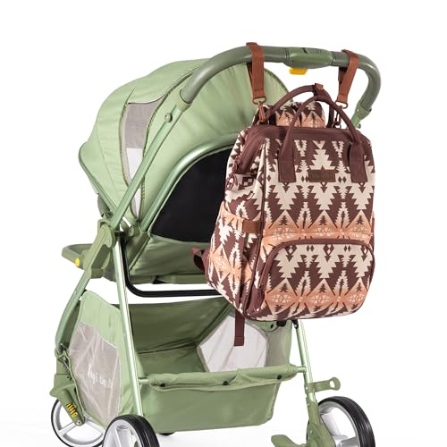 Wrangler Aztec Backpack Organized Daypack Travel Baby Bag with Stroller Strap and Side Bottle Pockets WG2204-9110BR - color: Angel Brown
