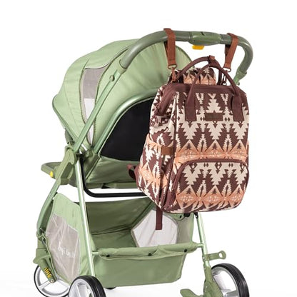 Wrangler Aztec Backpack Organized Daypack Travel Baby Bag with Stroller Strap and Side Bottle Pockets WG2204-9110BR - color: Angel Brown