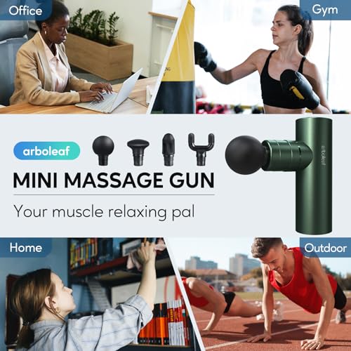 arboleaf Massage Gun Deep Tissue, Full-Metal Electric Portable Hand Held Massager Gun for Back, Body Sore Muscles, Pain Relief, Gifts, Office, Home, Athletes - color: Green