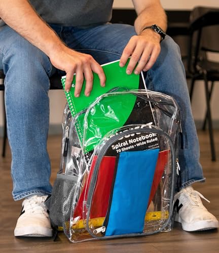 Heavy Duty Clear See Through Backpack | Transparent Clear Backpack Bags Stadium Approved for Women, Men, School, Travel - color: Grey