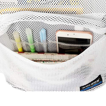 K-Cliffs Heavy Duty Mesh Backpack Quality Classic Student Net Bookbag Durable See Through Simple Netting Daypack Basic School Bag White - color: White