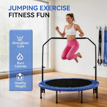 Fitvids 40" Trampoline – Fitness Rebounder with Adjustable Foam Handle - color: Black-1pcs