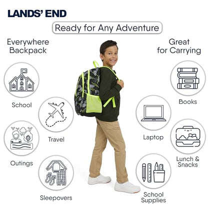 Lands' End Unisex Kids Large ClassMate Lightweight Durable Elementary School Backpack, Black Highlight - color: Black Highlight