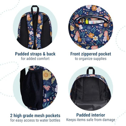 Wildkin 16-inch Kids Backpack – Durable, Padded & Spacious School Bag for Boys & Girls - Wildflower Bloom - color: Wildflower Bloom