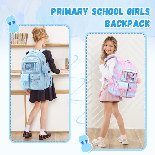 PIG PIG GIRL Kids Backpack for Girls - School Bags for Middle School Students - Book Bag for Elementary Primary - Kawaii Ita Backpack - Blue Daisy - color: Blue Daisy