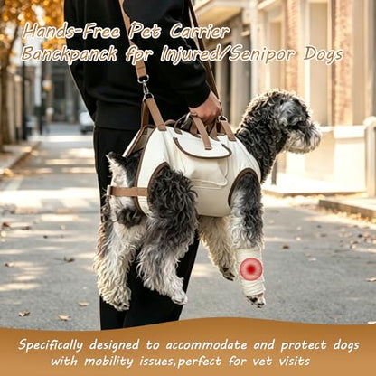 YAODHAOD Hands Free Dog Backpack Carrier for Small Dogs, Breathable Pet Carrier with Adjustable Straps,Portable Shoulder Carrier Sling Backpack for Hiking, Camping, Walking, Cycling (Brown, M) - color: Brown