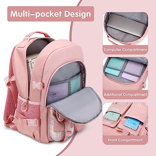 ACESAK Backpack for Girls - Bookbag Backpacks Schoolbag for Girls Kids Teen Women Casual Travel Daypacks - School Bag Elementary Middle School College Cute Backpack with Lunch Box (Pink) - color: Pink