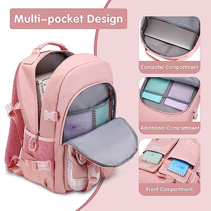 ACESAK Backpack for Girls - Bookbag Backpacks Schoolbag for Girls Kids Teen Women Casual Travel Daypacks - School Bag Elementary Middle School College Cute Backpack with Lunch Box (Pink) - color: Pink