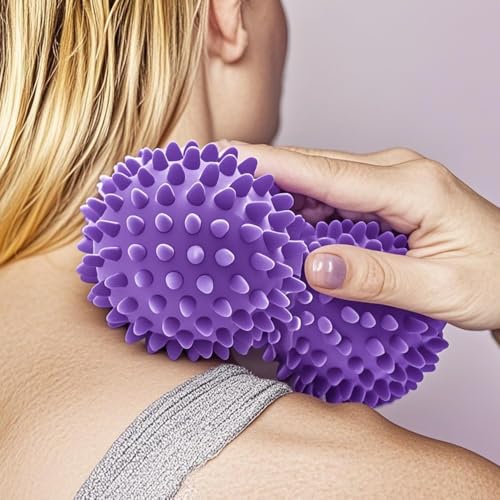 Spiky Peanut Massage Balls,4 Piece Hard Spiky Massage Ball Roller Set，Myofascial Release Ball，Foot Pain Relief, Muscle Therapy, Back Massage, Plantar Fasciitis Support