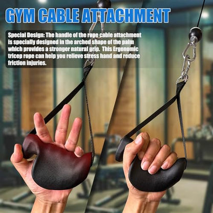 BLUSLM Ergonomic Tricep Rope Pulldown Attachments, Upgraded 27 32 40 & 47 Inch Extra Long Triceps Rope Cable Attachments for Gym, LAT Pull Down Bar for Cable Machine, Tricep Workout Cable Attachments - color: CABLE HANDLES-01