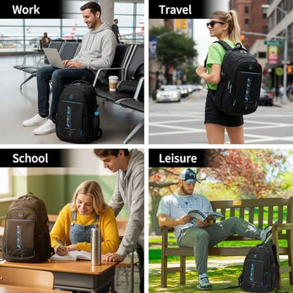 goldwheat School Backpack For Teen Boys, Lightweight Water-Resistant Boys Bookbag With Computer Compartment Fits 15.6" Laptop - color: Black Blue