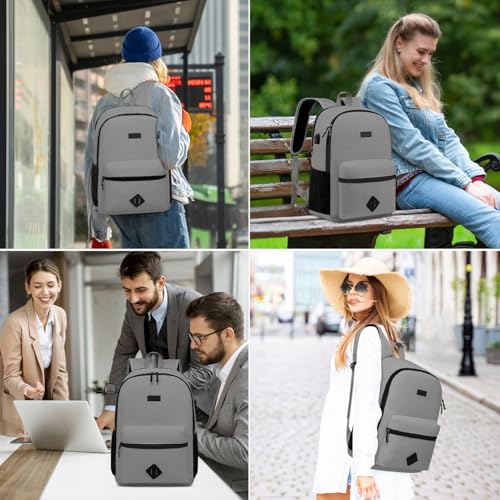 Casual Laptop Backpack,School Backpack Large Bookbag with USB for High School College Students Office Business, Grey - color: Grey, size: 15.6 Inch