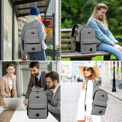 Casual Laptop Backpack,School Backpack Large Bookbag with USB for High School College Students Office Business, Grey - color: Grey, size: 15.6 Inch