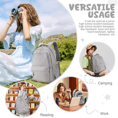 winspansy Small Backpack For School Girls Boys Aesthetic Lightweight Travel Daypack Simple Cute Backpack For Women Men College High School Bookbag Fit 14 Inch Laptop,Rrey Brown - color: A2-grey