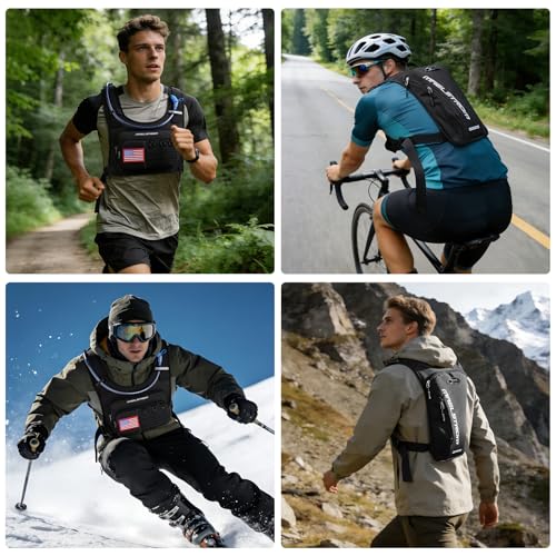 Maelstrom Hydration Vest with 2L Water Bladder Backpack for Running Hiking | Chest Pack, BPA-free, High Flow Bite, Reflective Stripe, Helmet Buckle, Detachable, Breathable Pad, for Cycling, Marathon - color: Black