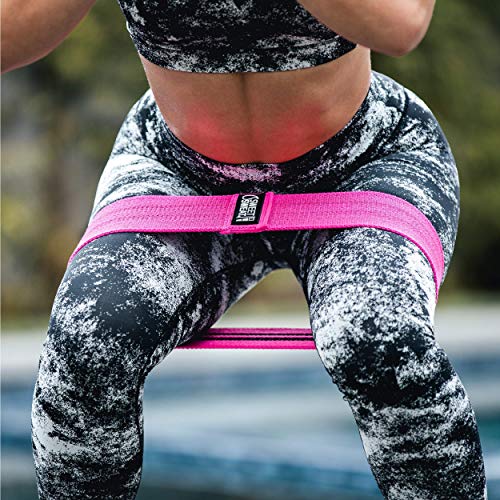 Sweet Sweat Hip Bands with 3 Levels of Resistance | Non-Slip Fabric Booty Bands for Squats & Lunges | Includes Free Mesh Carrying Bag - style: Pink Hip Bands