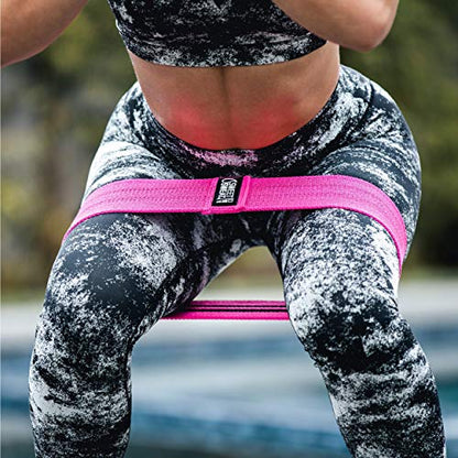 Sweet Sweat Hip Bands with 3 Levels of Resistance | Non-Slip Fabric Booty Bands for Squats & Lunges | Includes Free Mesh Carrying Bag - style: Pink Hip Bands