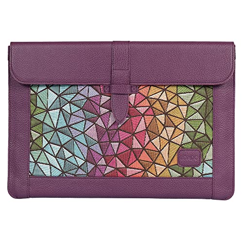 LONDO Leather Sleeve Compatible with MacBook Pro 14 & Air 13-13.3 Inch (M5, M4, M3, M2, M1, Pro, Max) & iPad Pro 12.9, Premium Top Grain Leather Laptop Bag, 2020 to 2026 Models - color: Purple, size: 13-14 inches