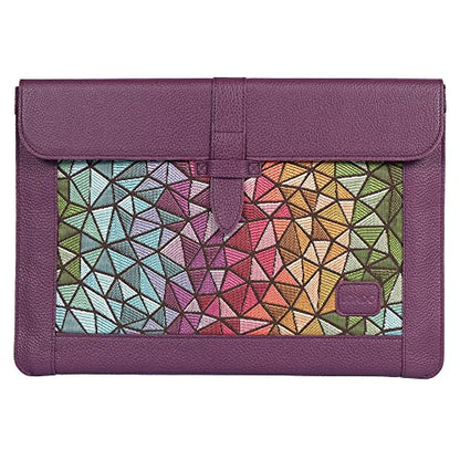 LONDO Leather Sleeve Compatible with MacBook Pro 14 & Air 13-13.3 Inch (M5, M4, M3, M2, M1, Pro, Max) & iPad Pro 12.9, Premium Top Grain Leather Laptop Bag, 2020 to 2026 Models - color: Purple, size: 13-14 inches