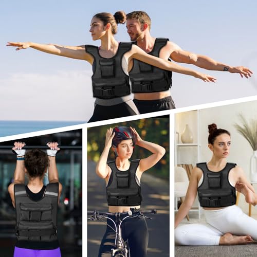 Adjustable Weighted Vest for Women, Customizable 0-18 lbs Strength Training Vest with 10 Removable Sandbag, Breathable Design, Reflective Safety Strips for Running, Hiking, and Fitness - size: 0-18 lb