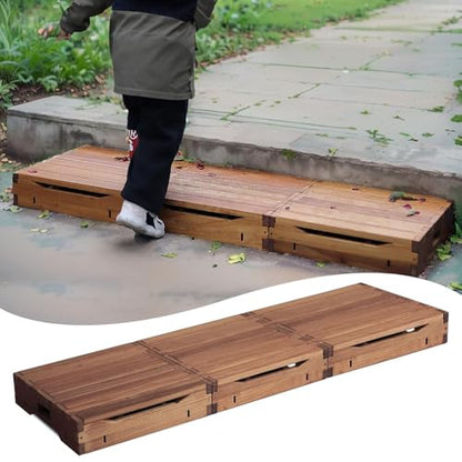 Wooden Platform Step Stool-Wooden Platform 3.75" Height.One Step Stool Larger 47.5" Carbonization Porch Step,Stair Assist Indoor&Outdoor,Bedside Foot Stepper,Mobility Stepping.for Handicap - size: 47.5