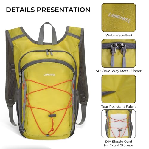 13L Small Hiking Backpack for Women Men, Lightweight Foldable Day pack, Packable Daypack for Travel, Camping (Yellow) - color: Yellow