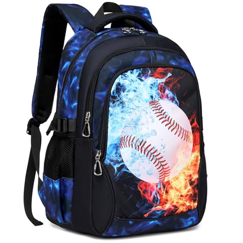 Meisohua Backpack for Boys Elementary Middle School Bags for Boy Kids Bookbags Teenager Casual Daypack Water Resistant Baseball Backpack - color: Blue Baseball Backpack