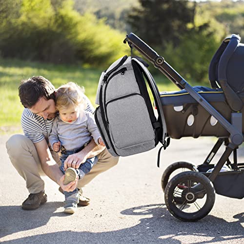 Mancro Diaper Bag Backpack, Large Multifunction Waterproof Travel Baby Changing Bag for Dad Mom with 4 Insulated Pockets and Stroller Straps, Maternity Baby Bag for Boys Girls, Grey - color: Austere Grey