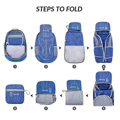 ZOMAKE 25L Ultra Lightweight Packable Backpack, Foldable Hiking Backpacks Water Resistant Small Folding Daypack for Travel(Dark Blue) - color: Dark Blue