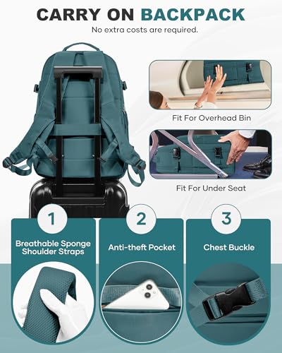 coofay Vacuum Backpack Travel with Pump Vacpack Backpack with Vacuum Seal Backpacks Traveling Backpacks Vacuum Compression Air Travel Bag Carry on Luggage - color: E-peacock Blue