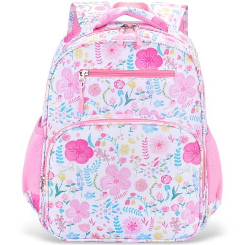 RHCPFOVR Kids Backpack for Girls - Girls Backpack 3-8 Ages Butterfly for Kids 15 Inch School Bookbag for Kindergarten Elementary School Bookbag for Girl 1st 2nd Grade - style: Pink Garden