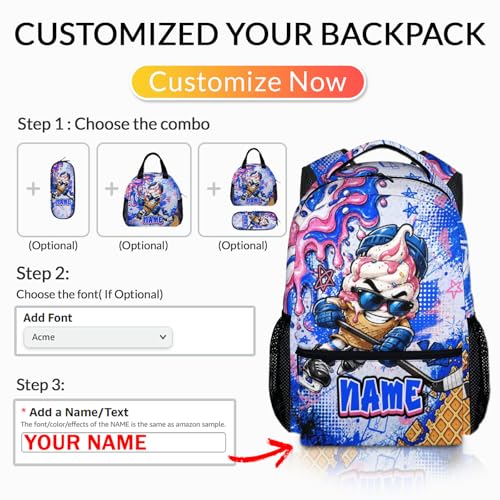 Kids Backpack for Boys Personalized Backpacks for Hockey Lovers, Lightweight Bookbag for School Hiking Travel Casual - color: Blue