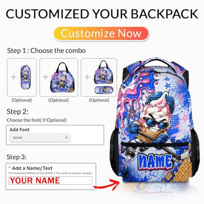 Kids Backpack for Boys Personalized Backpacks for Hockey Lovers, Lightweight Bookbag for School Hiking Travel Casual - color: Blue