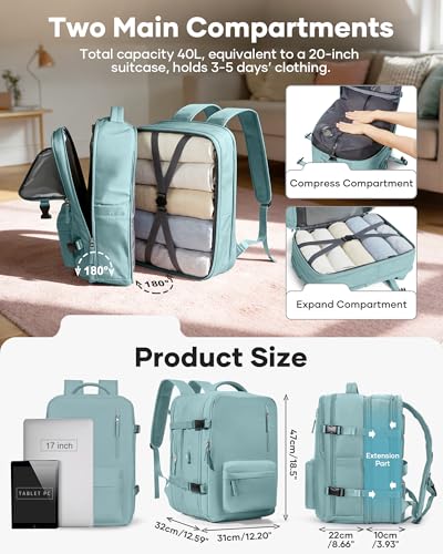 Vacuum Backpack Travel with Pump for Women Men 18x14x8 Personal Item Bag - color: A2-blue