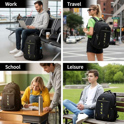 goldwheat School Backpack For Teen Boys, Lightweight Water-Resistant Boys Bookbag With Computer Compartment Fits 15.6" Laptop - color: Black Yellow