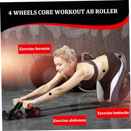 Ab Roller Automatic Rebound Abs Trainer 4 Wheels Heavy Duty Abdominal Wheel with Kneeling Mat Non-slip Low Noise Core Workout Ab Roller Wheel for Men Women