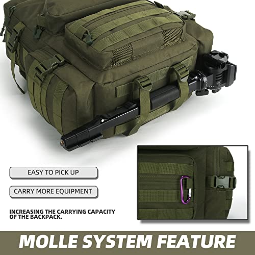 Lovelinks21 Hiking Trekking Rucksack Military Hiking Backpack 3 Day Molle Assault Pack Waterproof EDC Bag for Outdoor - color: Green