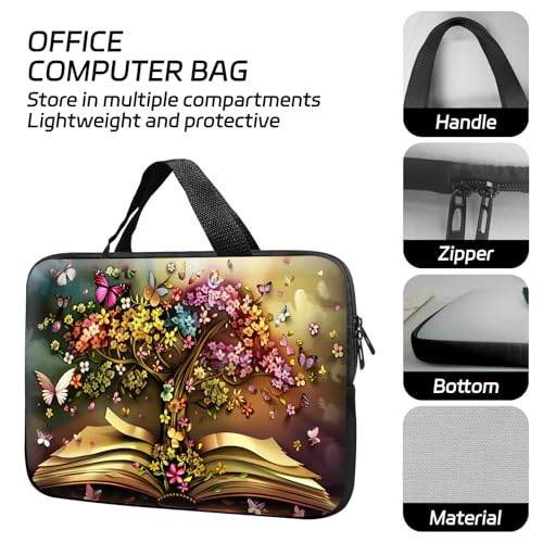 14 15 15.4 15.6 inch Laptop Handle Bag Computer Bag, Pouch Holder Notebook Sleeve Cover Soft Case Compatible for Dell,Lenovo,Toshiba HP, Asus Notebook-Books Grow Trees and Butterflies - color: Books Grow Trees and Butterflies