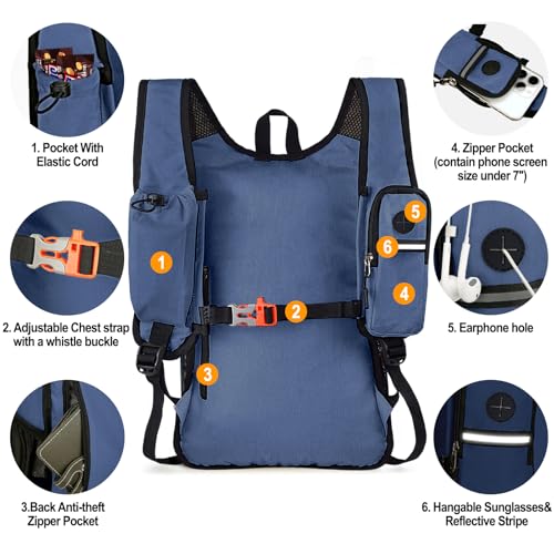 Seektop 15L Small Hiking Backpack for Women Men, Lightweight Hiking Daypack - color: Dark Blue, size: 20L