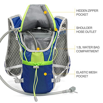 Hydration Pack Backpack, IX INOXTO Running Hydration Vest with 1.5L ( 50 oz) Water Bladder for Men Women, Lightweight Water Backpack for Hiking Cycling Climbing Camping