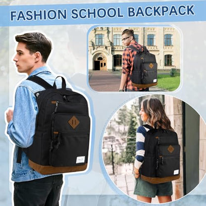 Chase Chic School Backpack for Men Women,Water Resistant Bookbag/Schoolbag/Daypack for Teen Boys Girls High School,College,Work,Travel Black - color: Black