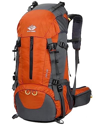 Esup 50L Hiking Backpack Men Camping Backpack with rain cover 45l+5l Lightweight Backpacking Backpack Travel Backpack - color: Orange