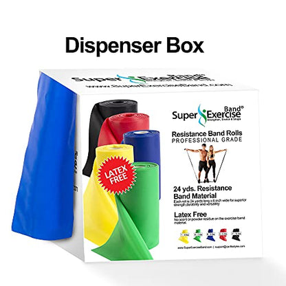Resistance Band for Working Out | Super Exercise Bands 8,16,24 Yard Bulk Rolls |10 Strengths in Light Medium and Heavy Resistance Bands | Latex Free Workout Bands Including App and e-Book - size: 24 Yards, style: Intermediate Level 2