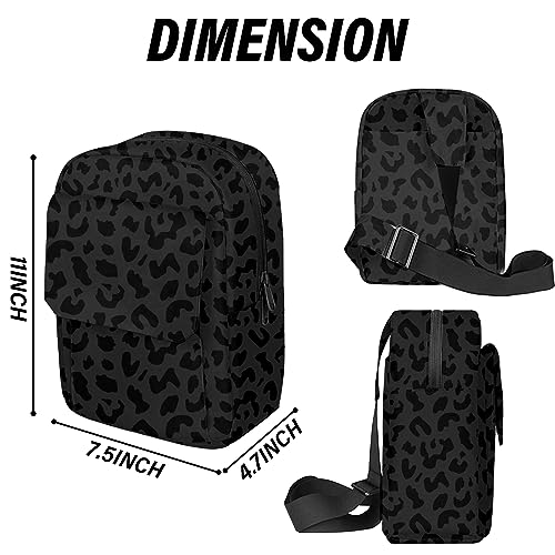 Cute Small Camera Bag with Photographer Camera Sling Bag Waterproof Dslr Camera Case Compatible with Nikon Sony Lightweigth for Women or Men（Black Leopard Cheetah） - color: Black-d2