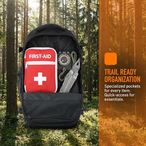 Zsearaymy 25L Small Tactical Hiking Backpack with 180° Open Design Molle System Padded Laptop Lightweight (Black) - color: Black