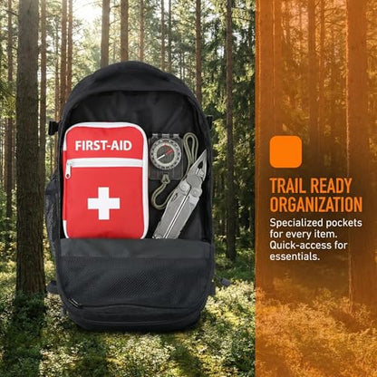 Zsearaymy 25L Small Tactical Hiking Backpack with 180° Open Design Molle System Padded Laptop Lightweight (Black) - color: Black