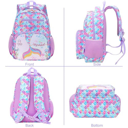 RHCPFOVR Kids Backpack for Girls - Girls Backpack 3-8 Ages Mermaid for Kids 15 Inch School Bookbag for Kindergarten Elementary School Bookbag for Girl 1st 2nd Grade - style: Mermaid