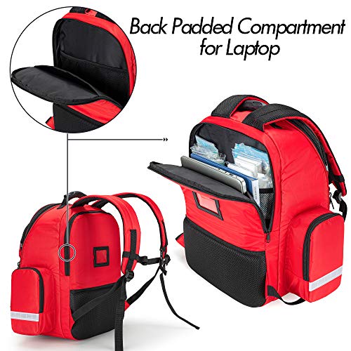 Trunab First Responder Bag Trauma Backpack Empty, Medical Emergency Kits Storage Jump Bag Pack for EMT, EMS, Police, Firefighters, Safety Officers - Patented Design Red - color: Red