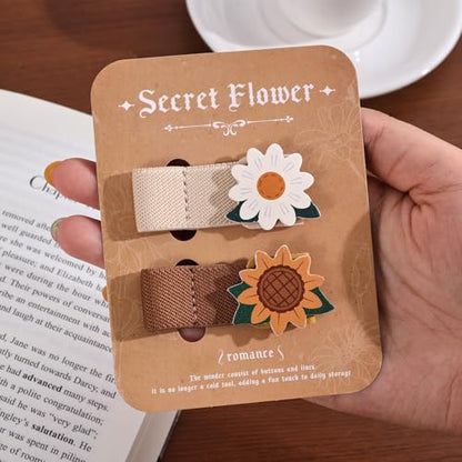 2 PCS Cord Organizer,Cord Keeper,Cable Organizer USB Holder,Cable Straps,Earbud case,wrap Headphone,Headset Winder,Earphone Clips Ties,stocking stuffers Gifts for Women Leather Sunflower - style: Sunflower