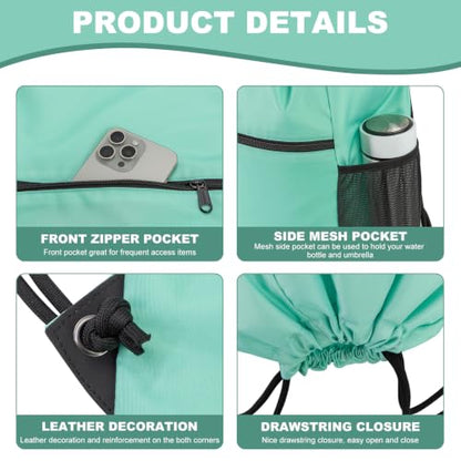 HOLYLUCK Men & Women Outdoor Sport Gym Sack Waterproof Drawstring Backpack Bag (Standard With Drawstring, Mint Green) - color: Mint Green, style: Standard With Drawstring